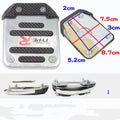 Metal motorcycle brake pedal skid plate replacement part showing three configuration options