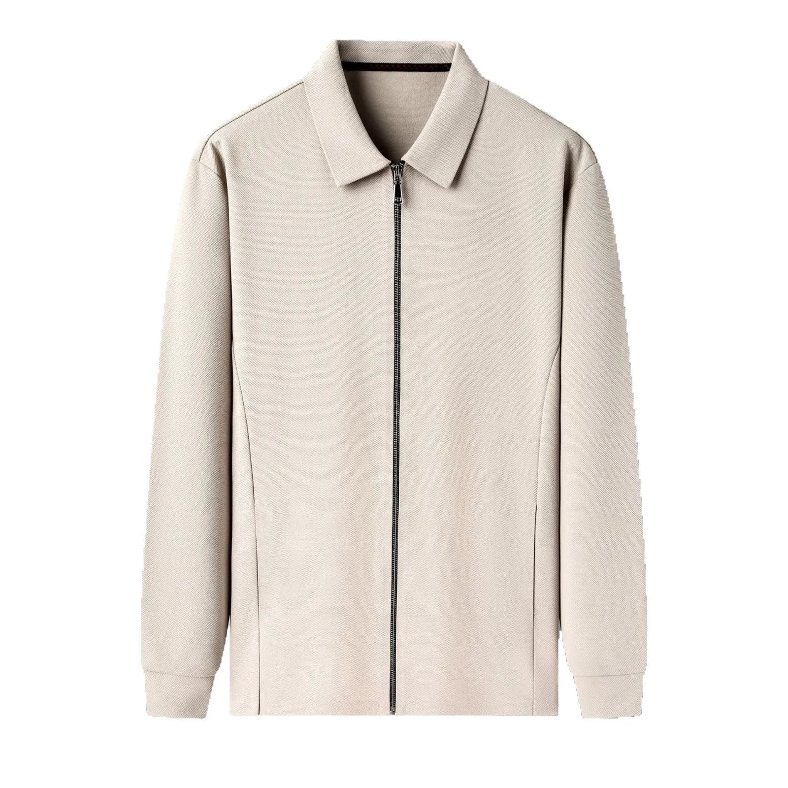 Men's high-grade casual business jacket in polyester, shown in a straight hem and regular sleeve design.