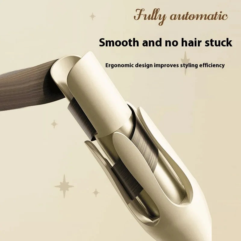 Automatic hair curler in white pink colour with 32mm barrel and US EU plug adapters