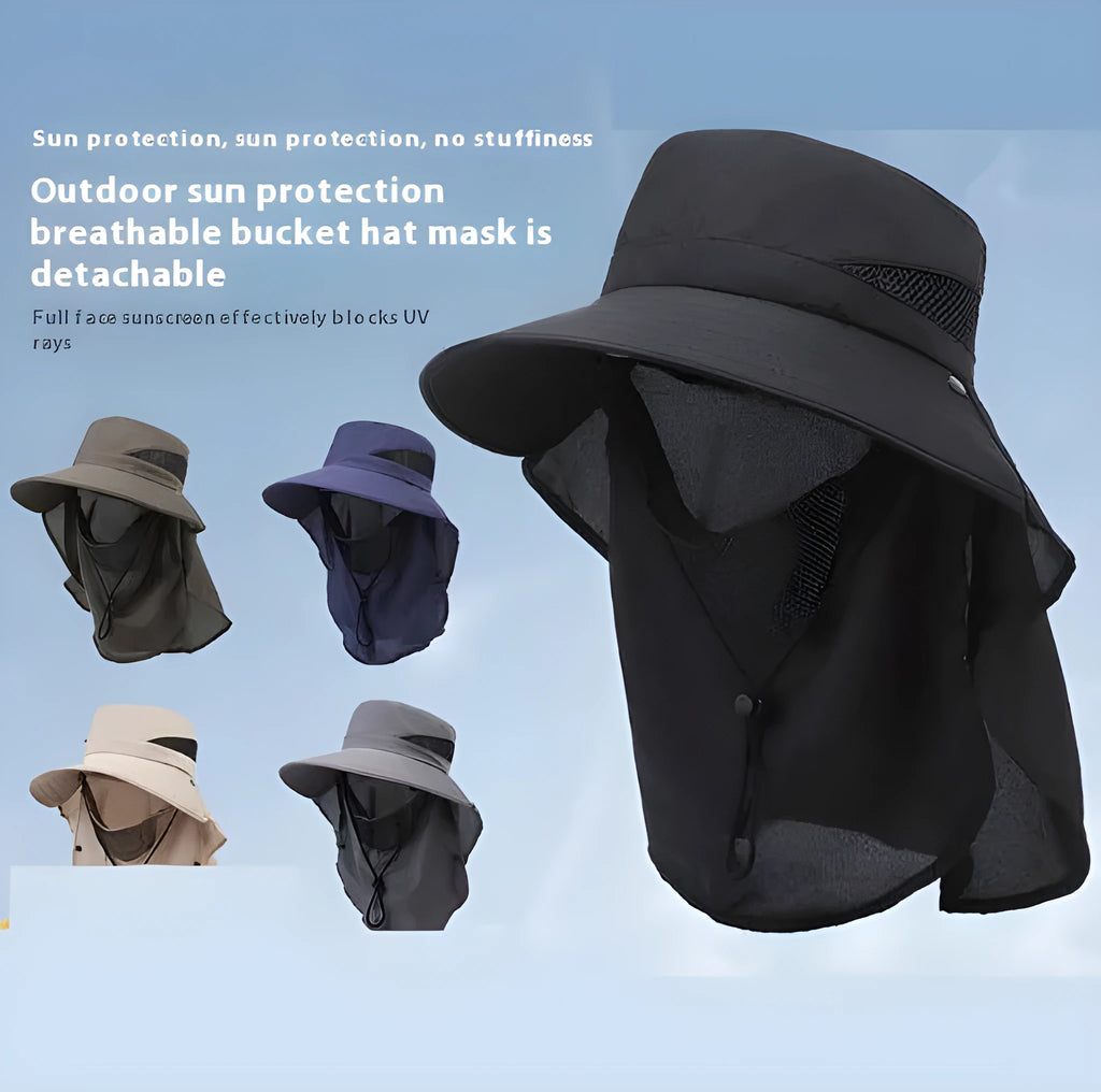 Men's adjustable polyester fisherman sun hat with wide brim in dark blue colour
