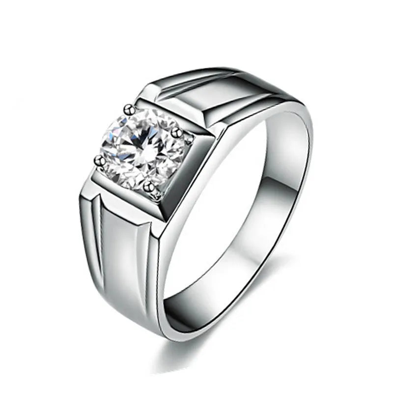 Men's adjustable square diamond ring in copper with gold or platinum finish
