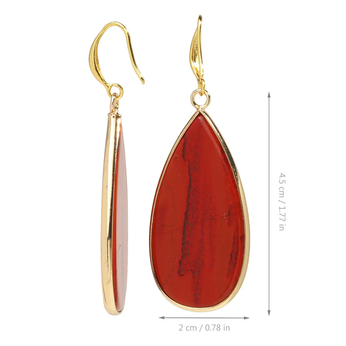 Vintage drop-shaped stone earrings in tigereye, amethyst, or turquoise with water droplet design