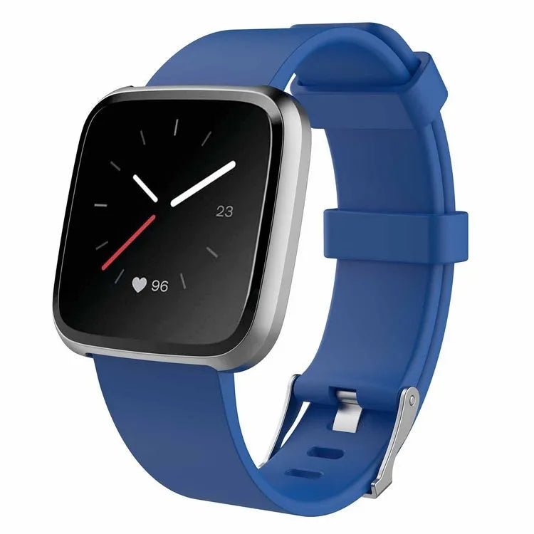 Fitbit Versa Lite TPE replacement watch strap showing colour options and sizing measurements