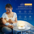 White bedside night light with touch controls, motion sensor, and compact 93mm x 110mm design