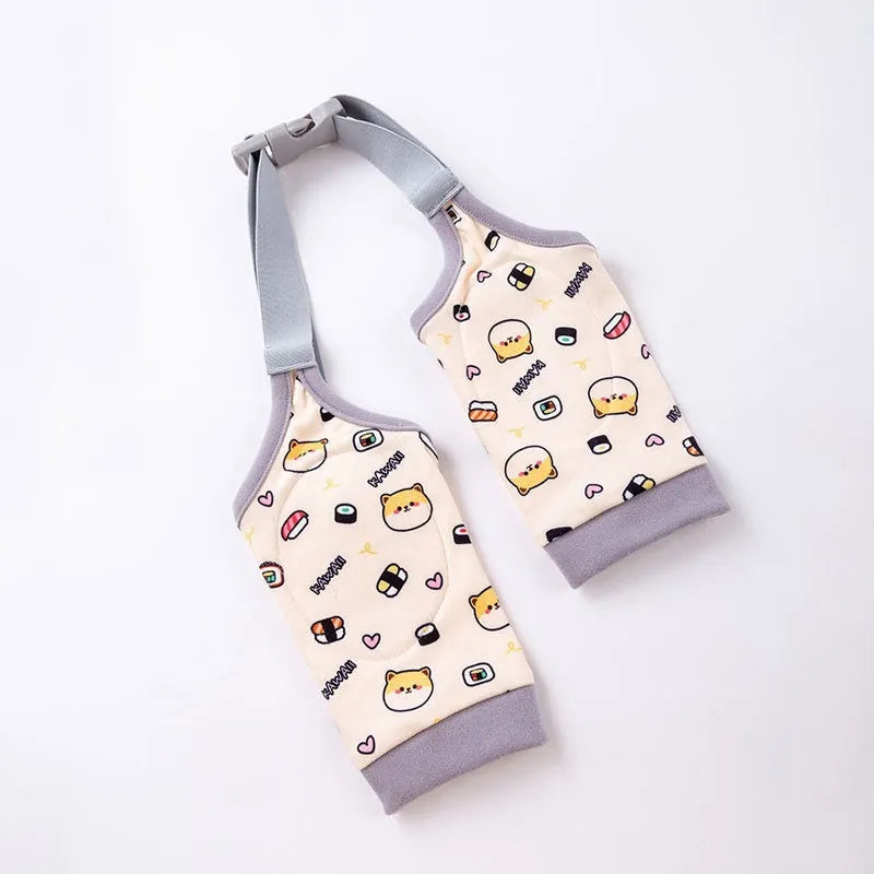 Adjustable dog knee protector with elbow padding and matching scarf in blue, grey or yellow colours
