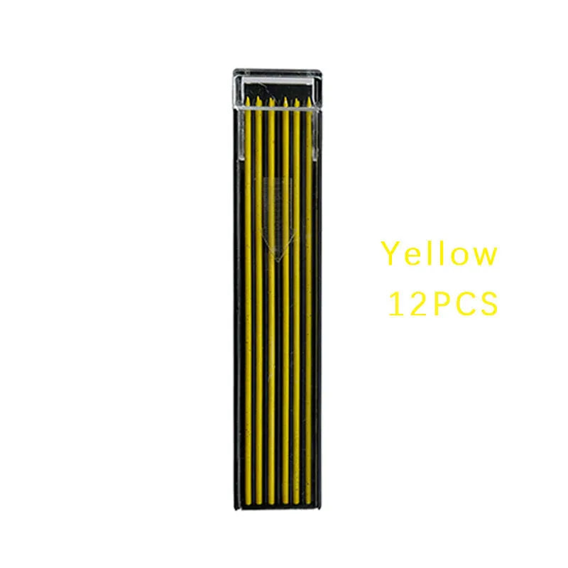 Box containing 12 coloured mechanical pencil refill leads on a white background