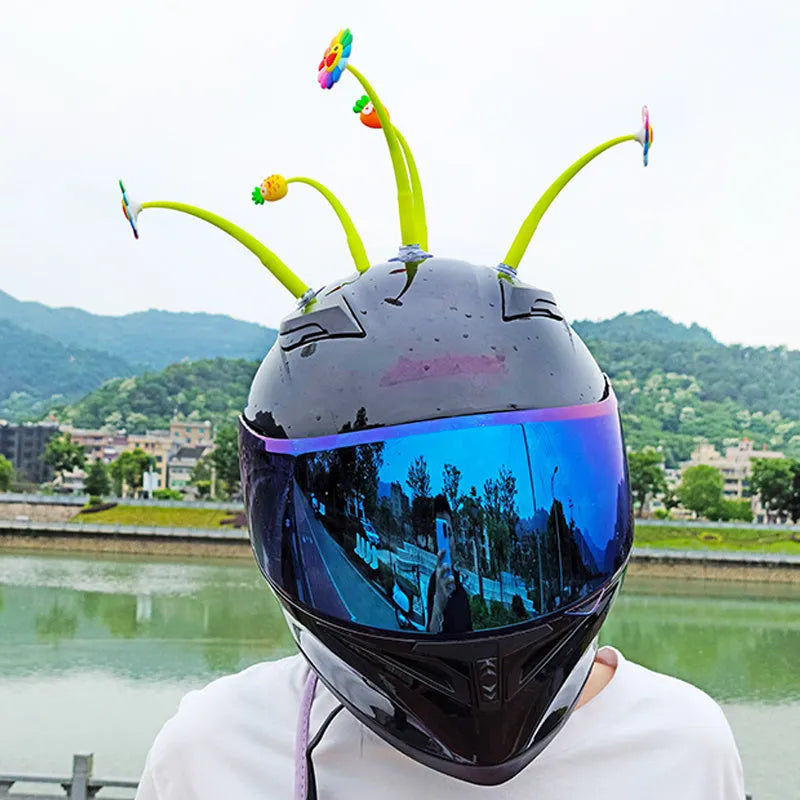 Silicone sunflower helmet decoration with suction cup attachment for motorcycle bicycle helmets