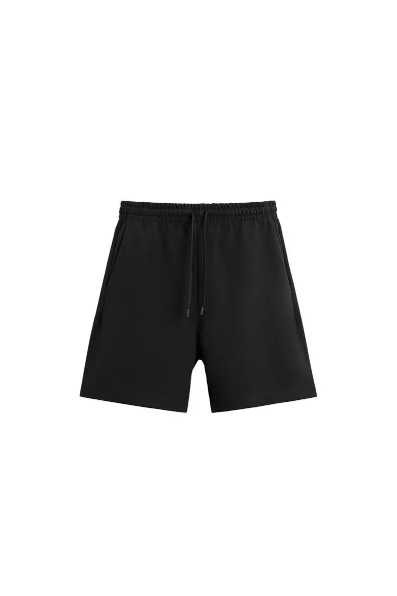 Men's double-sided texture short sleeve and shorts set in polyester fabric with loose fit