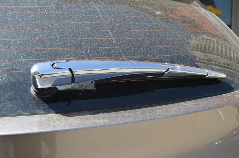 Set of four silvery ABS plastic rear window wiper cover trims for Hyundai cars.