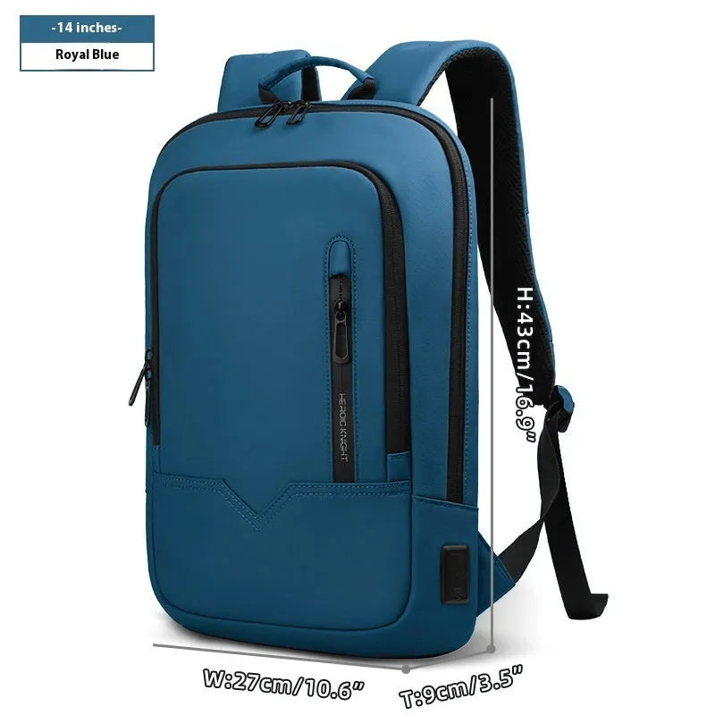 Lightweight polyester laptop backpack with USB charging port in multiple colour options