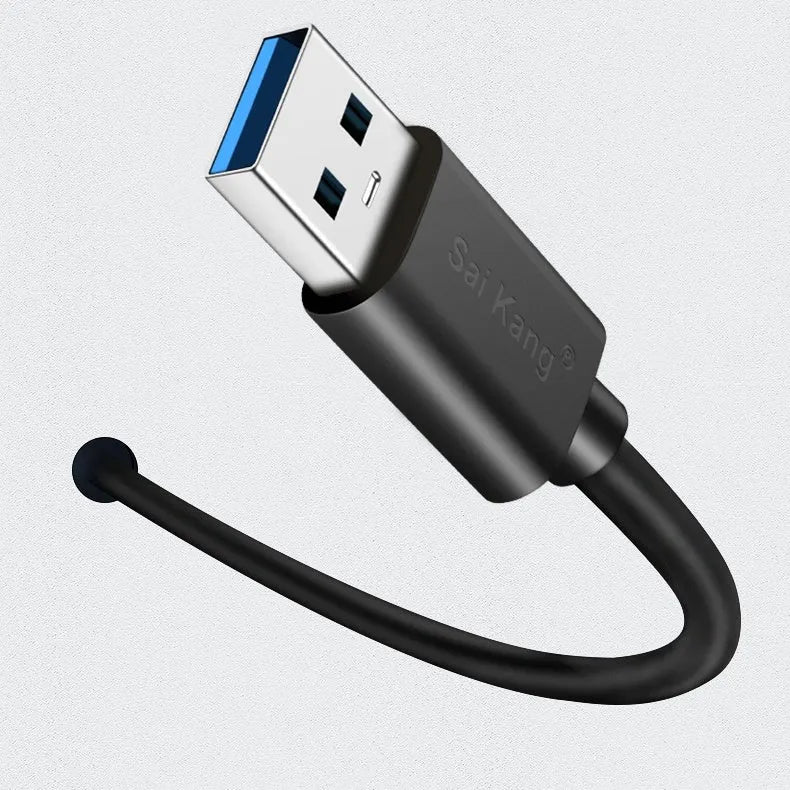 Black USB male to female extension cable showing connector details, available in various lengths.