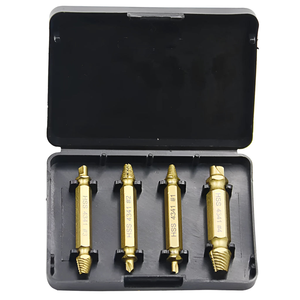 4341 high-speed steel screw extractor set with 5 pieces for removing damaged screws and bolts