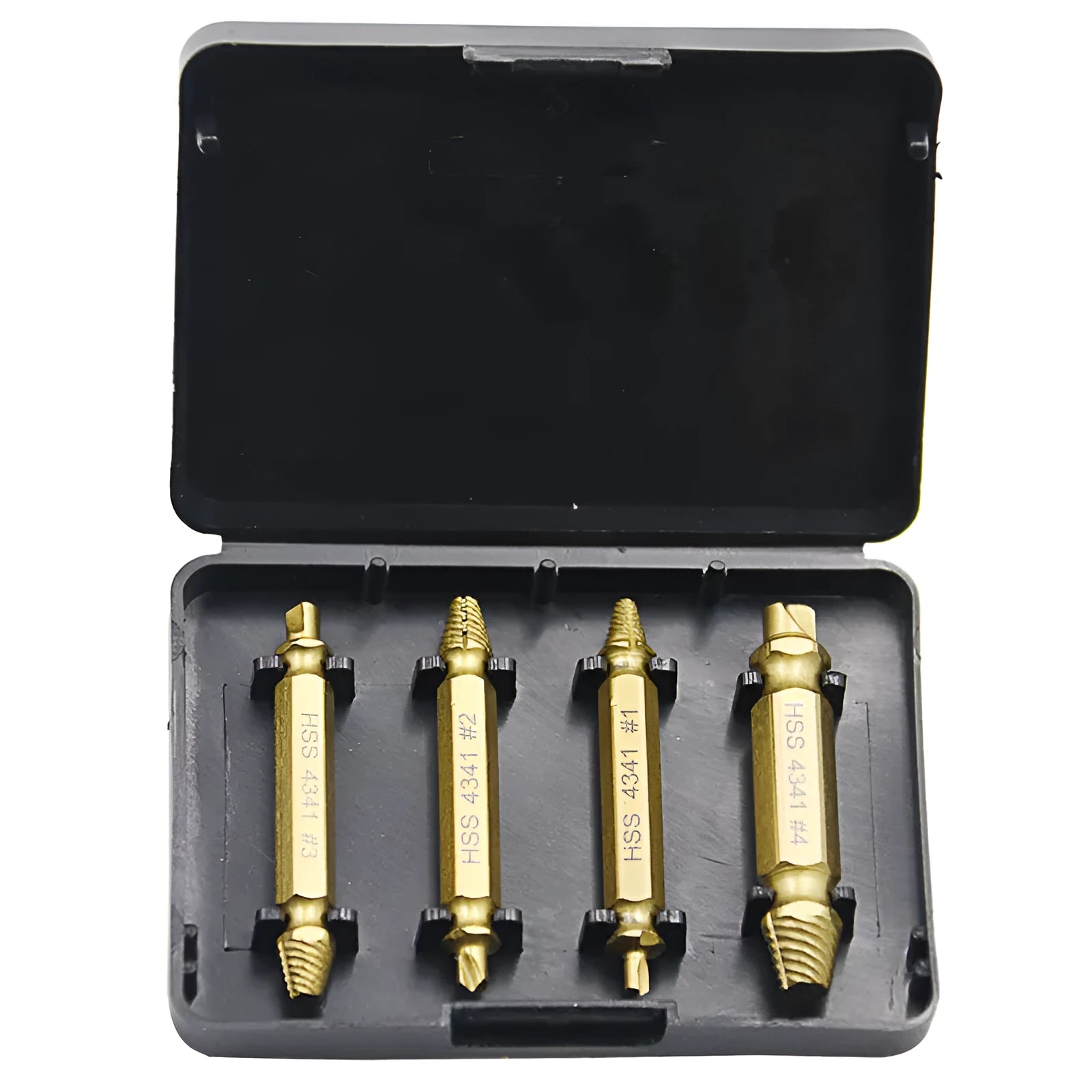 4341 high-speed steel screw extractor set with 5 pieces for removing damaged screws and bolts