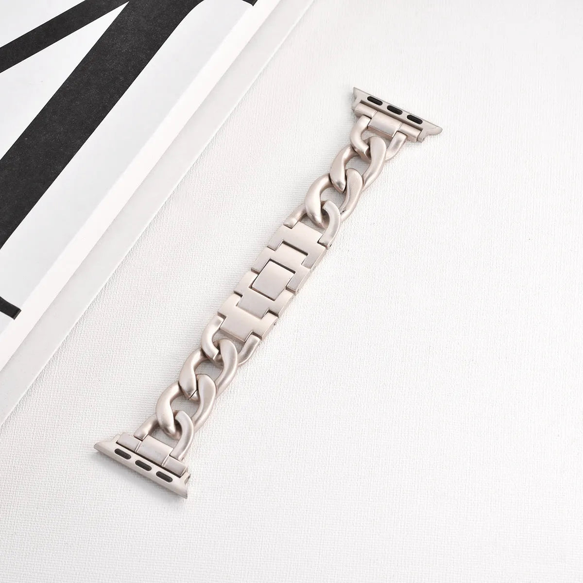 Denim pattern metal chain watch strap for Apple Watch in silver colour