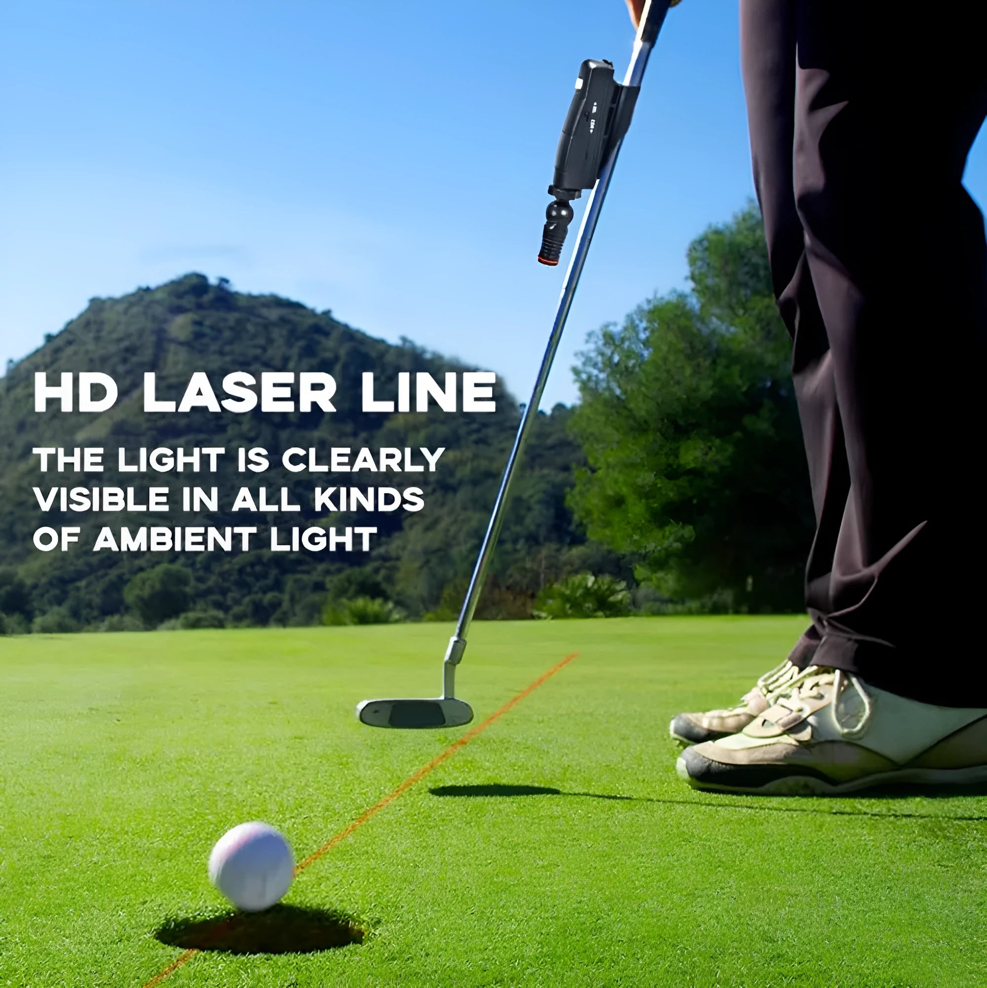 Black golf push rod laser aiming instrument body used for putting alignment training
