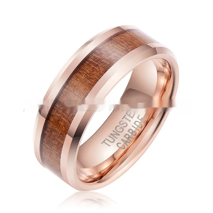Men's U-shaped ring in 8mm rose gold or steel colour finish made from Ugyen material.