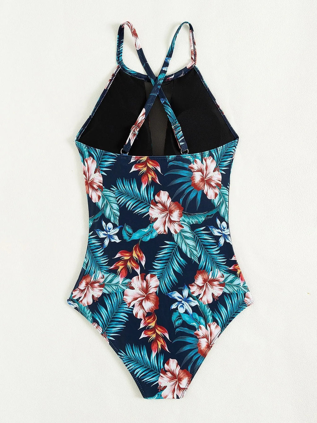Women's deep V neckline one-piece swimsuit in polyester with solid colour gradient print