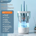 White plastic rechargeable makeup brush cleaning machine measuring 24cm with included data cable