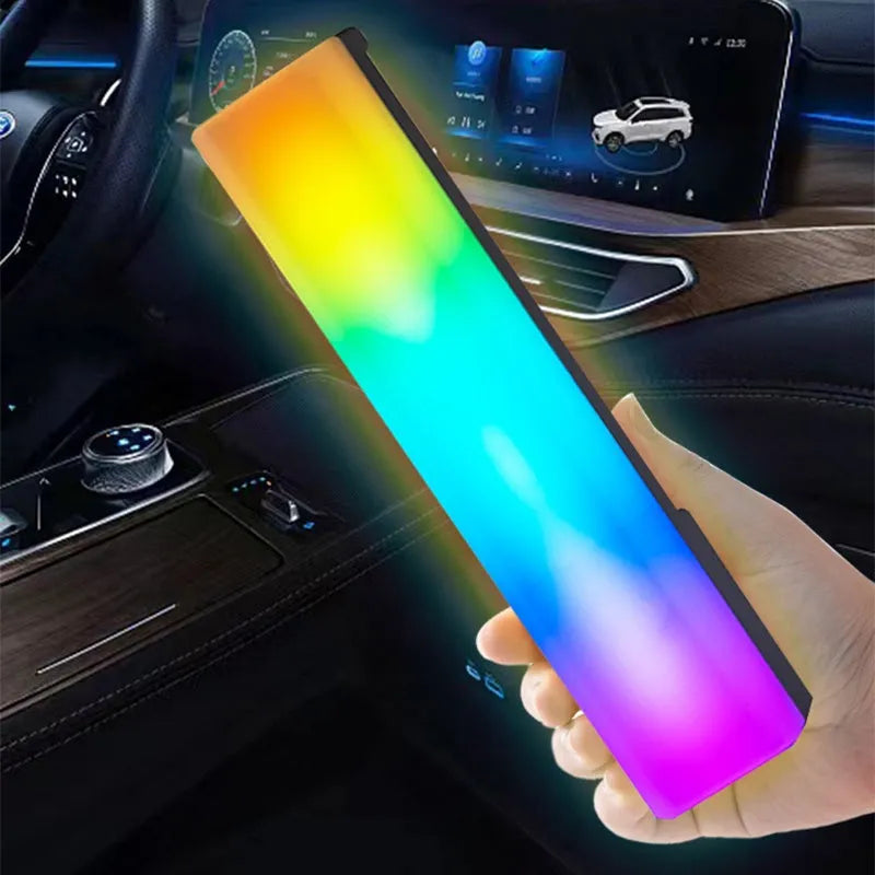 3D RGB light pick-up table top ambiance lamp with voice-activated rhythm lighting in black or white shell