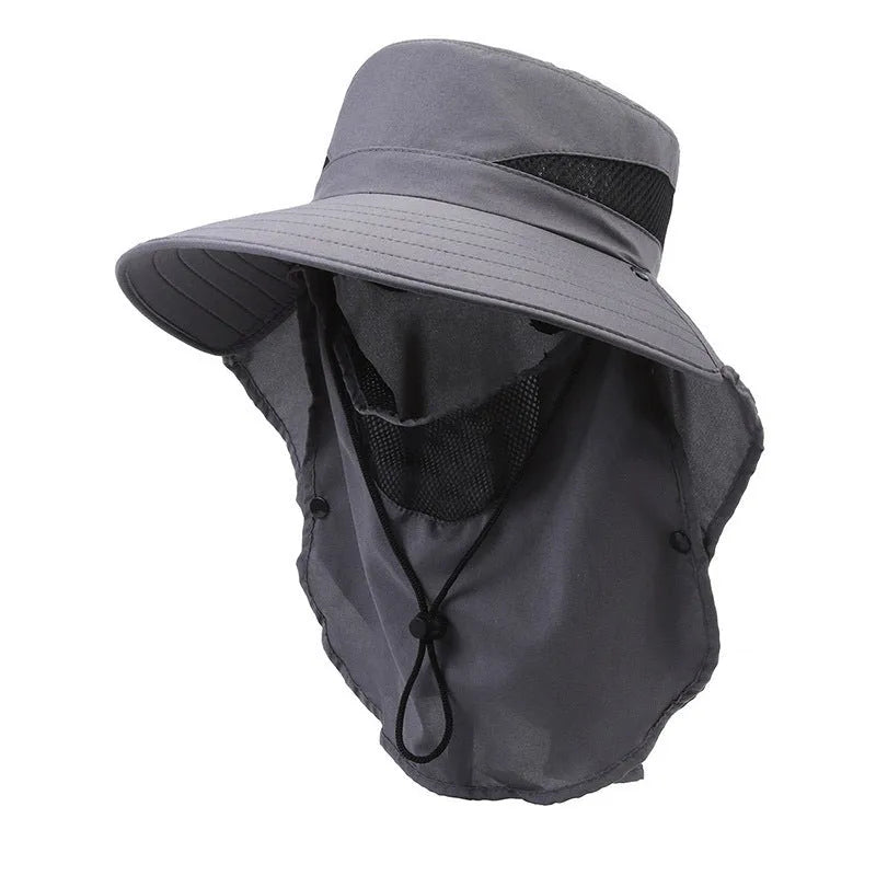 Men's adjustable polyester fisherman sun hat with wide brim in dark blue colour