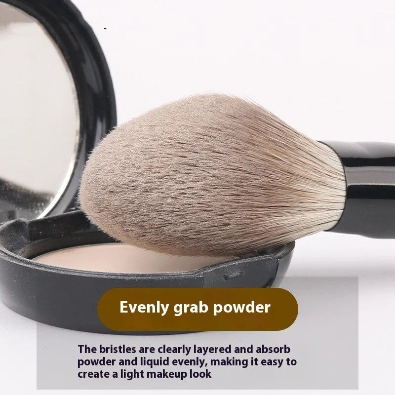 12 piece makeup brush set with wooden handles and powder foundation brush in PU storage bag
