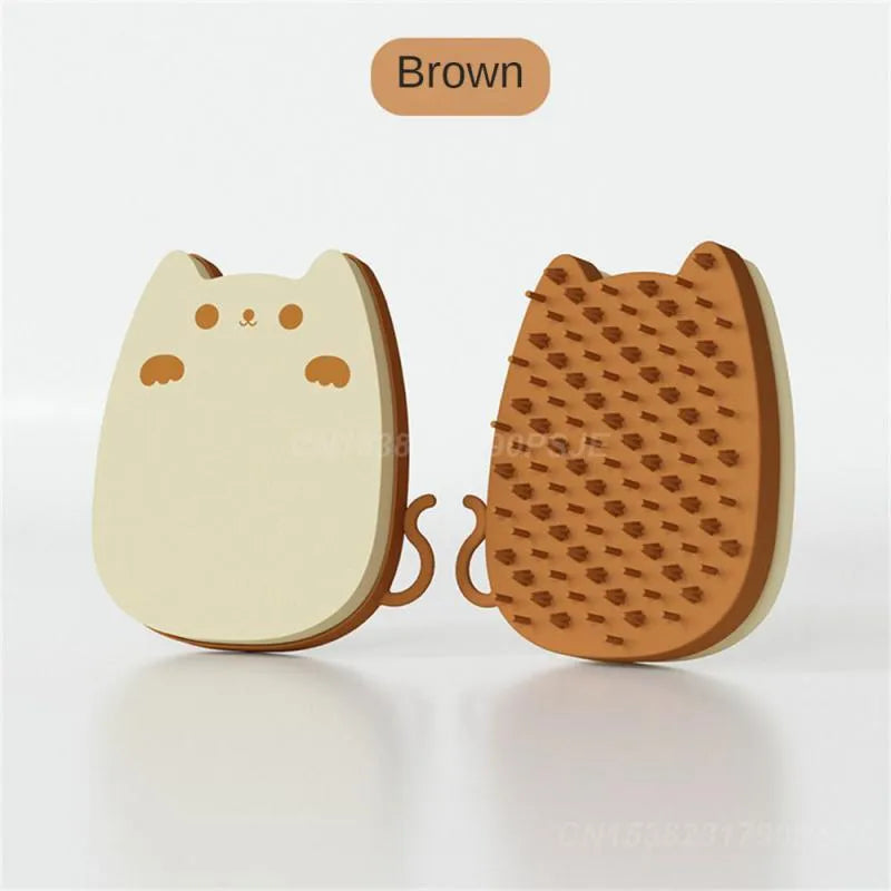 Brown blue green sponge silicone pet grooming comb for cats and dogs with dual teeth design