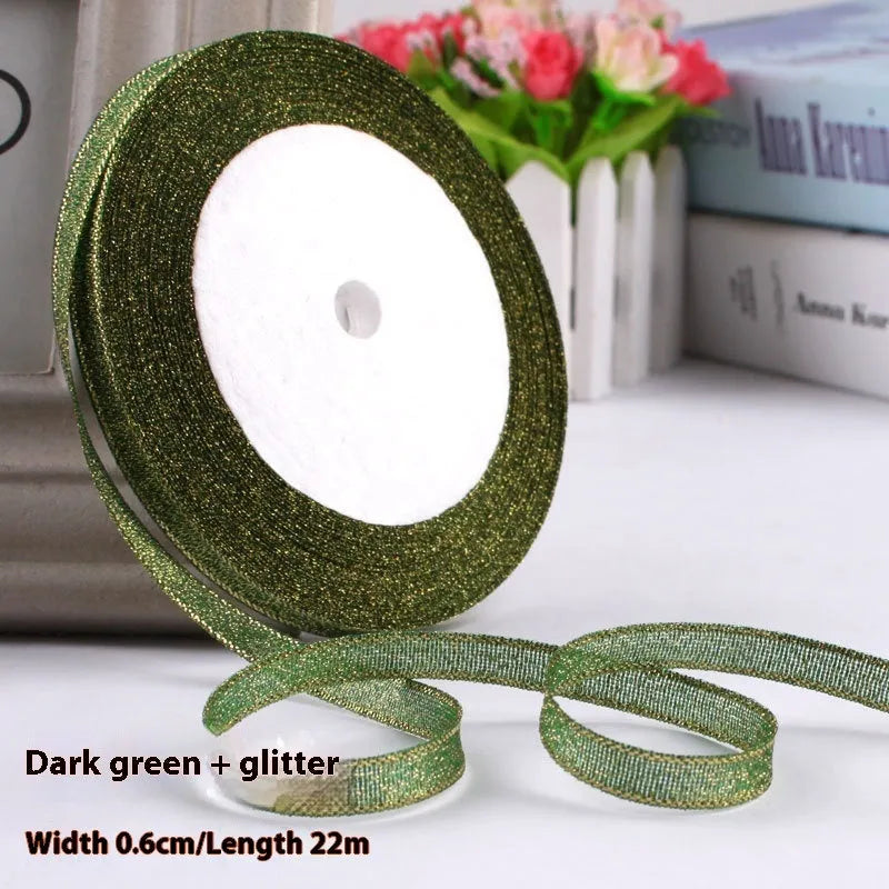 Roll of narrow 0.6cm wide polyester satin ribbon in a choice of colours, showing 22 metre length.