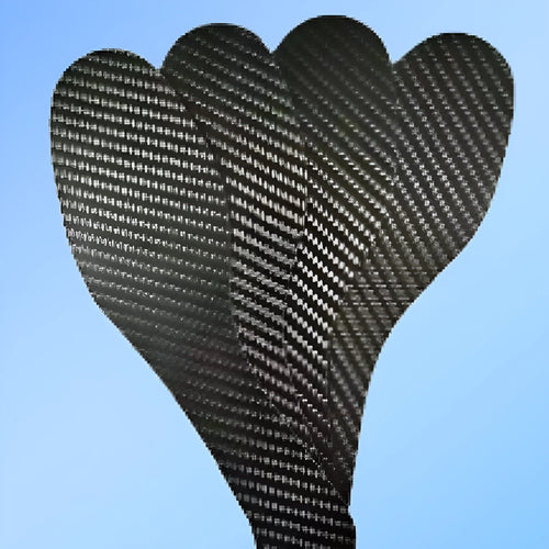 Black 3K carbon fibre running insoles showing full palm design with size and thickness options