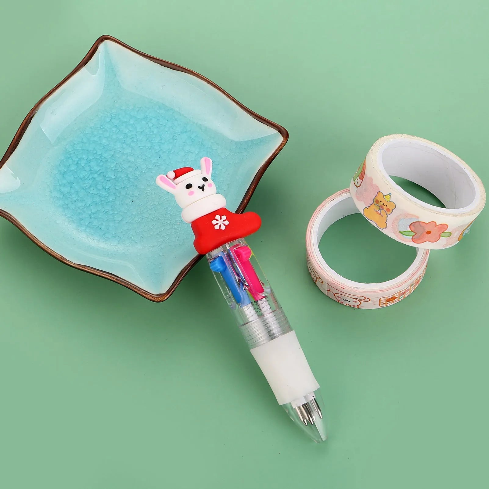 Christmas mini four-colour ballpoint pen with press mechanism and festive designs