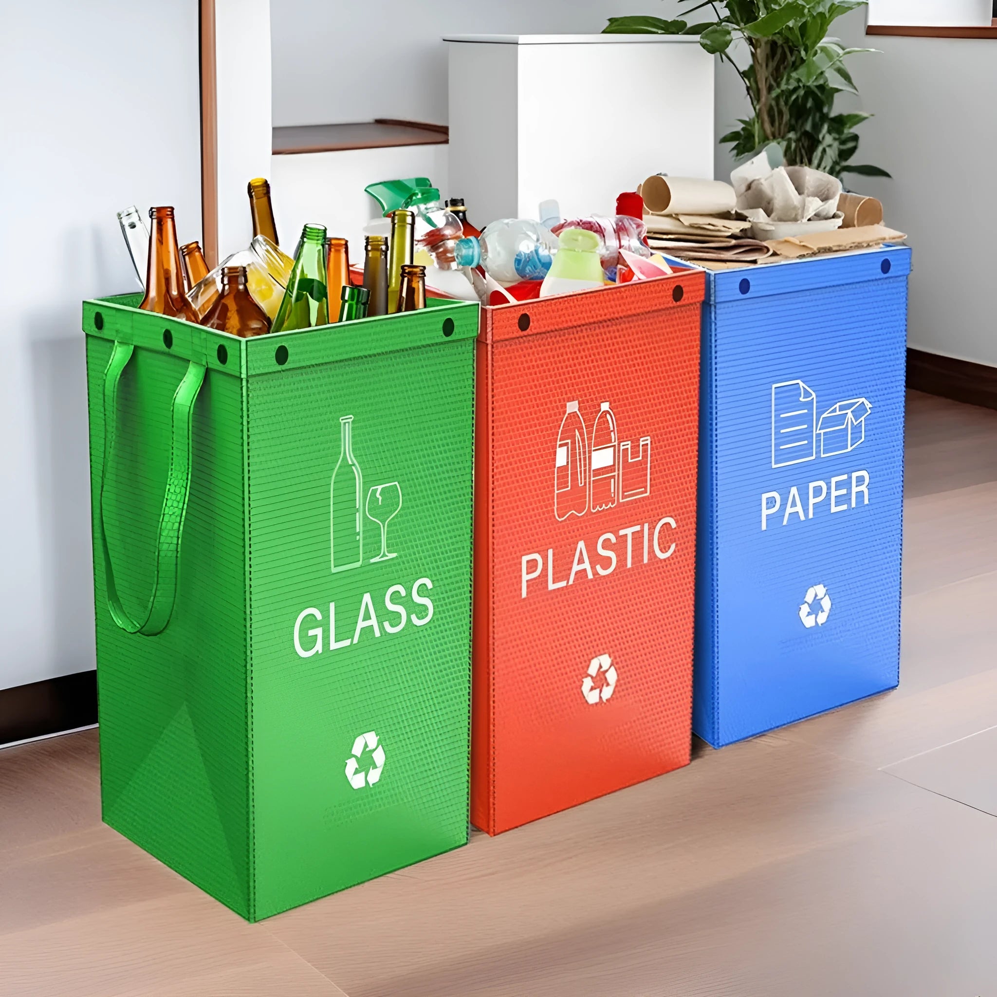Blue reusable waterproof 40-litre PP plastic storage bag for recycling and waste sorting.