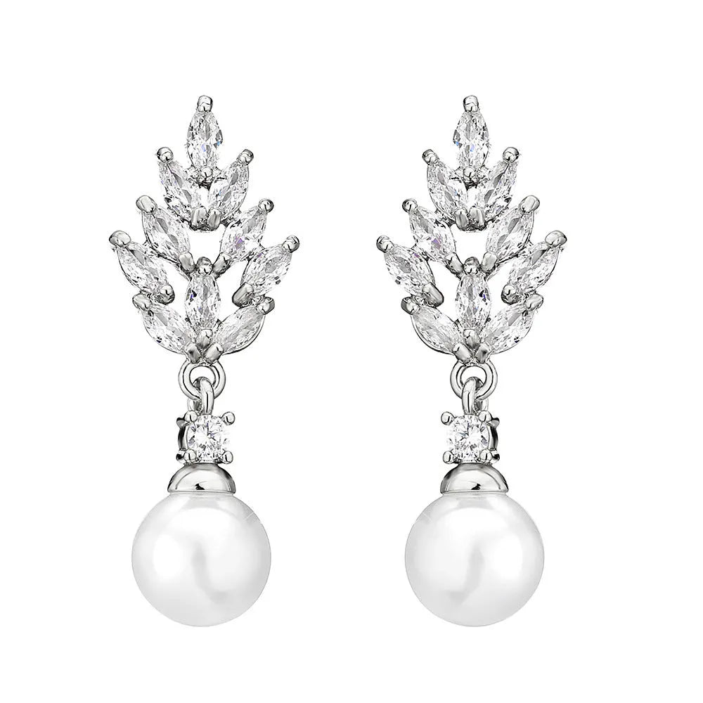Geometric flower earrings with micro inlaid zircon detailing in three plating colours