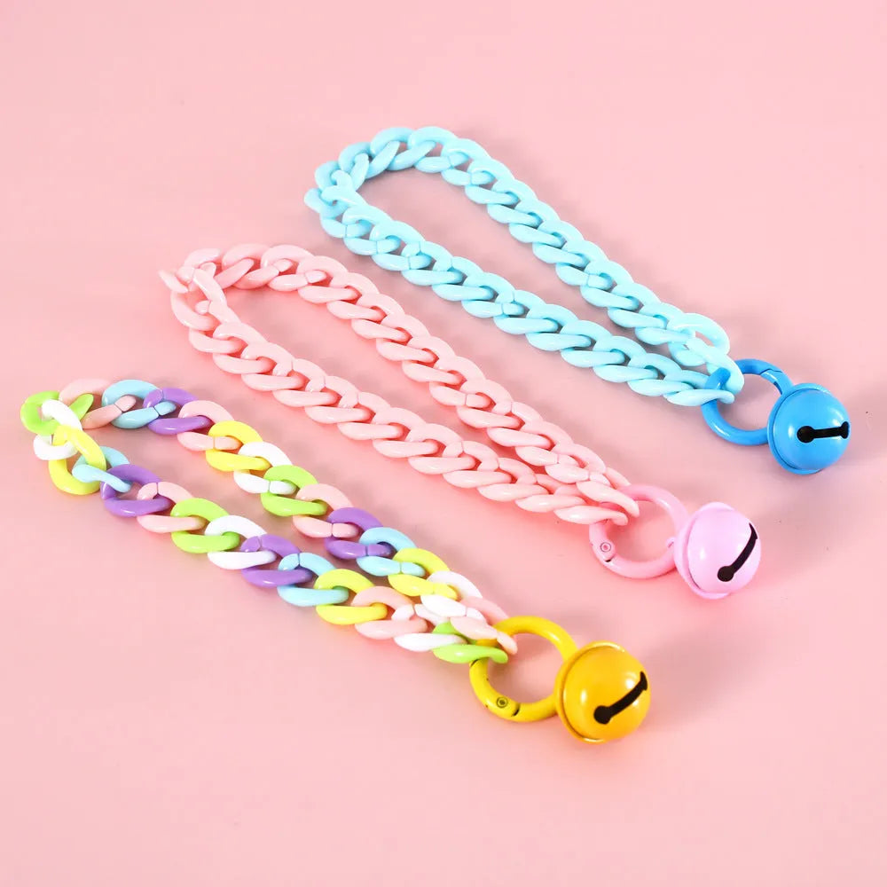 Plastic pet collar in macaron candy colours with chain design for cats, dogs and rabbits
