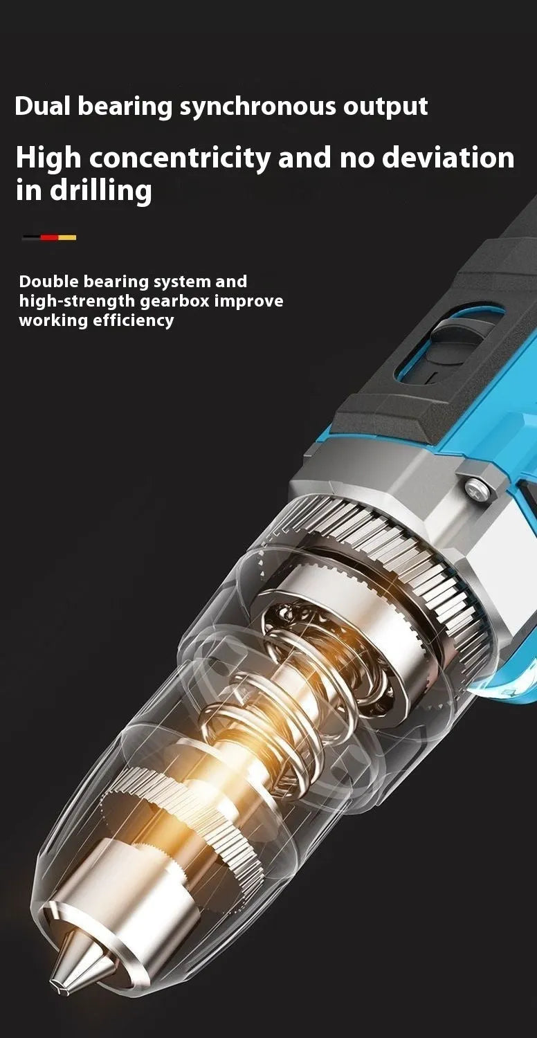 12V two-speed impact pistol drill and electric screwdriver set with storage box