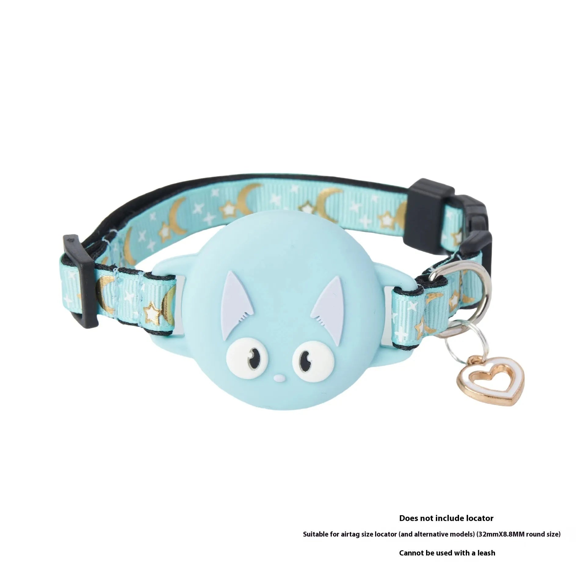 Apple AirTag protective case attached to adjustable cat collar strap in pink colour