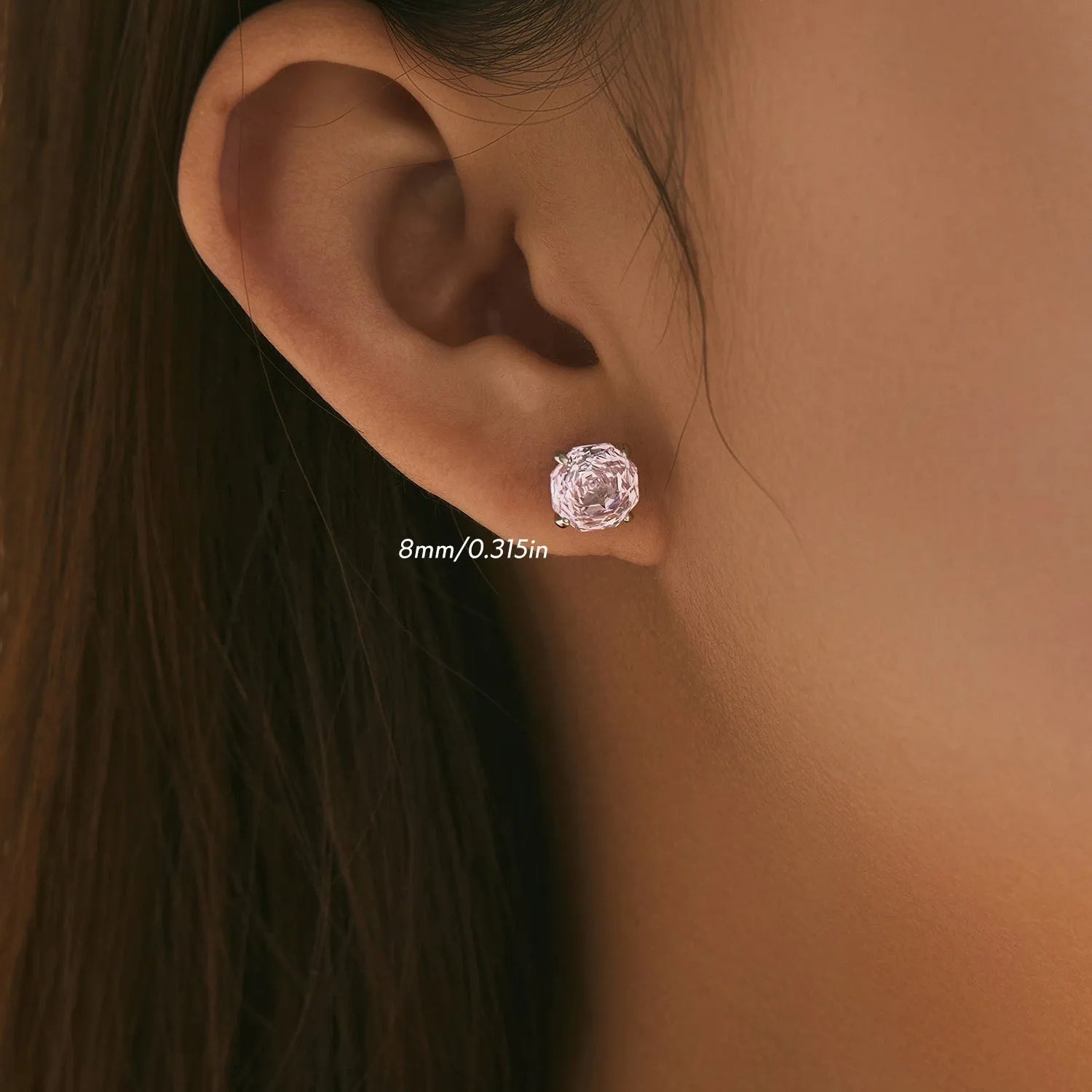 S925 sterling silver rose stud earrings in 6mm and 8mm sizes with floral design