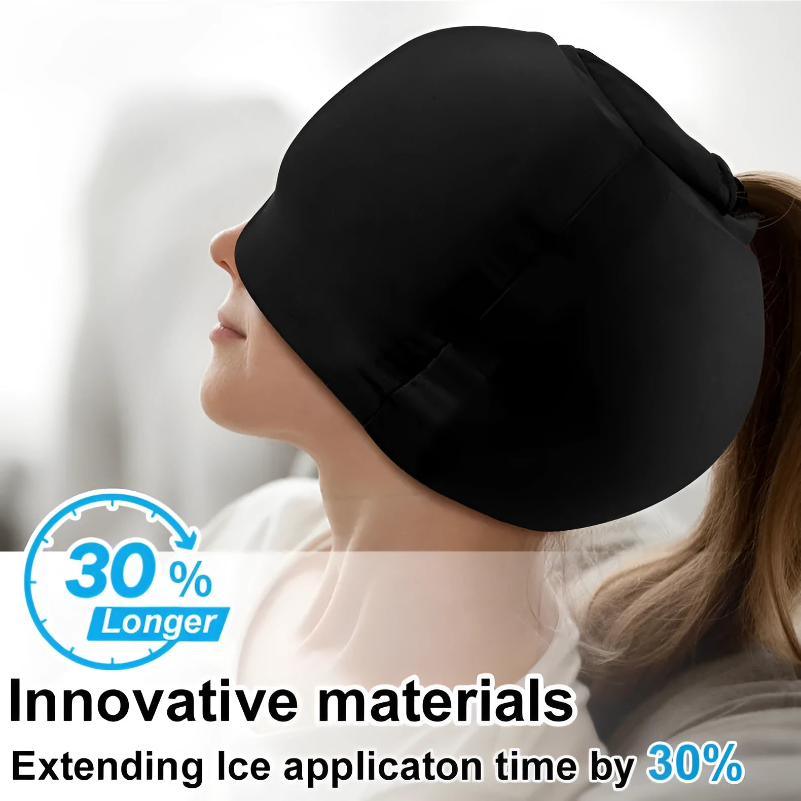 Simple solid colour cold compress cap in fully enclosed polyester design