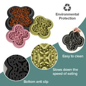 Silicone pet licking mat with textured ridges for slow feeding cats and dogs