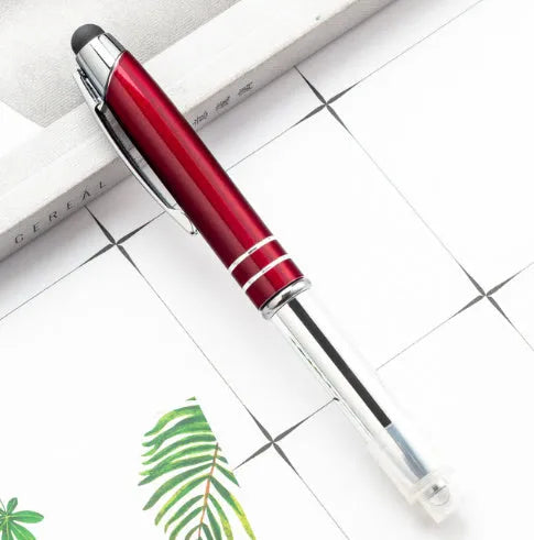 Metal capacitive stylus and ballpoint pen with LED light in five colour options