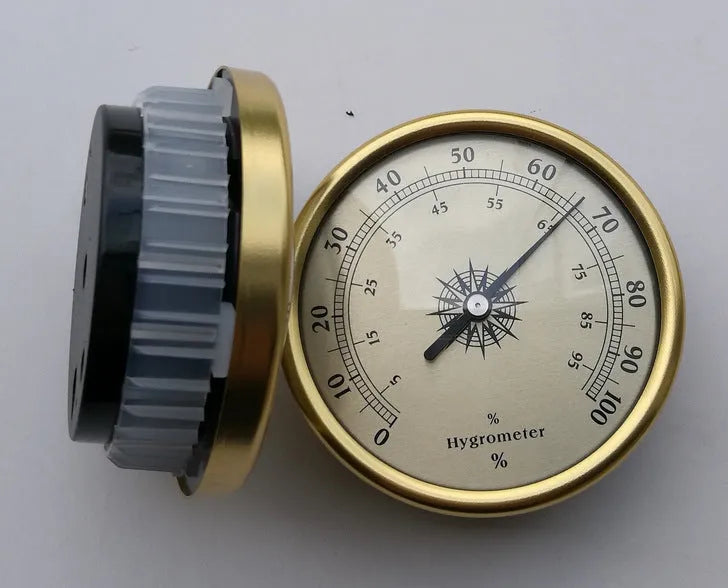 Aluminium analog thermometer and hygrometer with 72mm diameter for indoor outdoor use