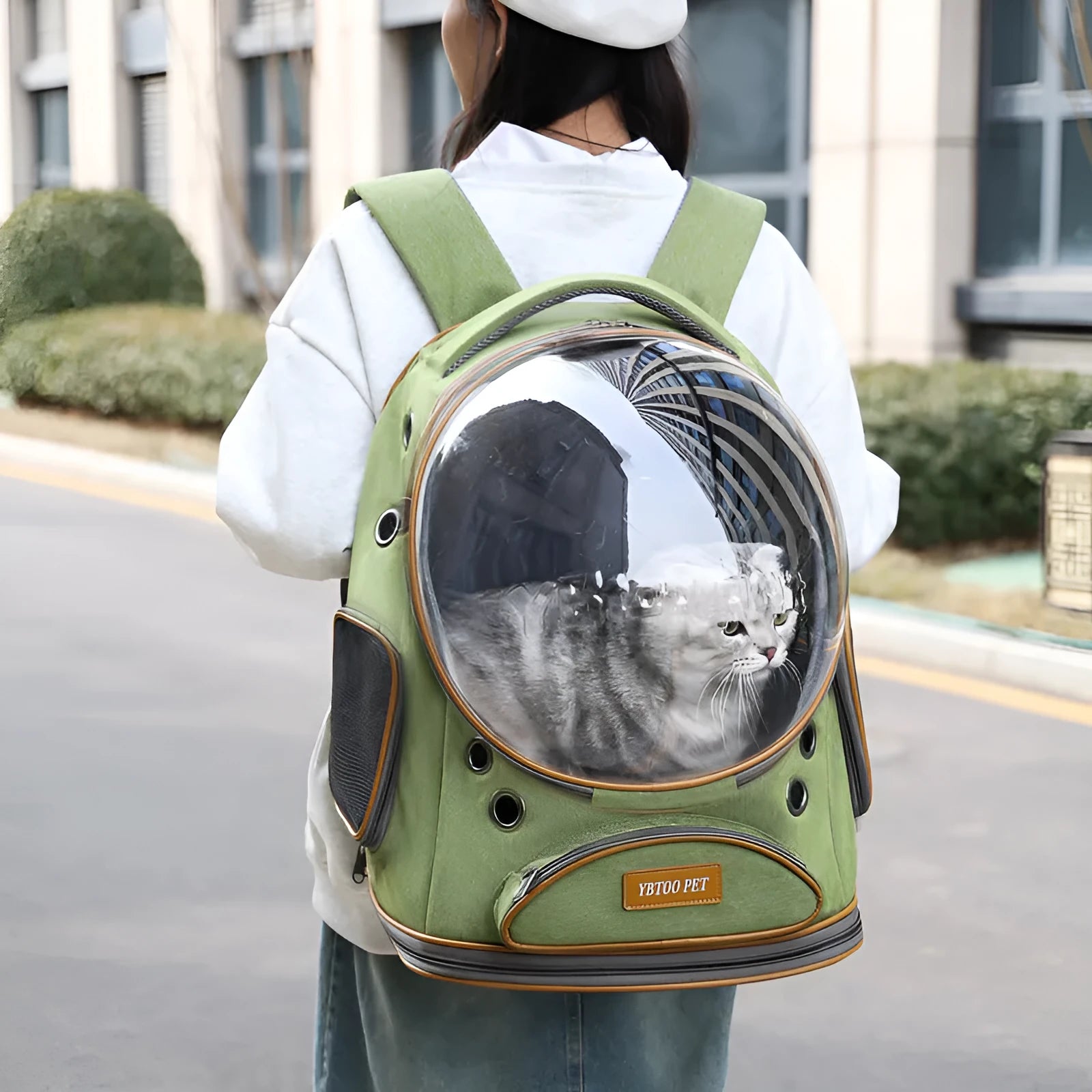 Visual transparent large capacity cat backpack in Oxford fabric for pet travel