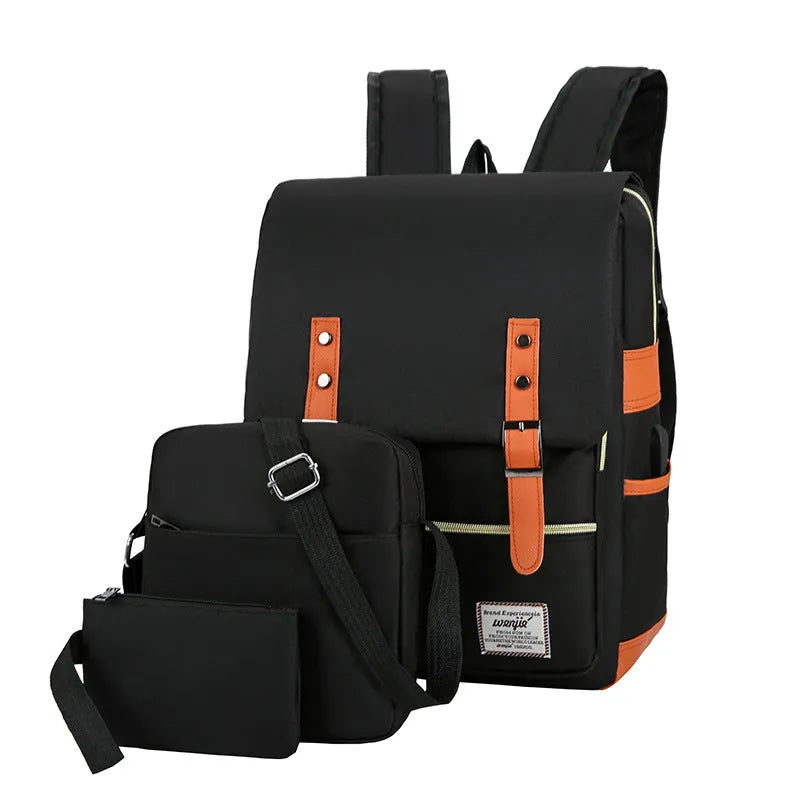 Three-piece waterproof business backpack in oxford cloth with curved shoulder strap