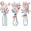 Set of three metal flower wall art pieces with colour vase designs, in a choice of four colour finishes.