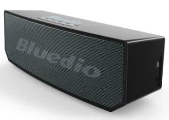 Black rectangular BS-6 cloud smart speaker with Bluetooth connectivity on desktop