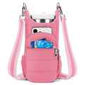 Black, pink and beige cloth water bottle bags for bicycles