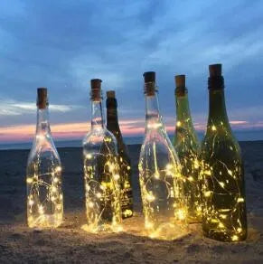 2M wine bottle light string with 20 LEDs on silver copper wire and bottle stopper