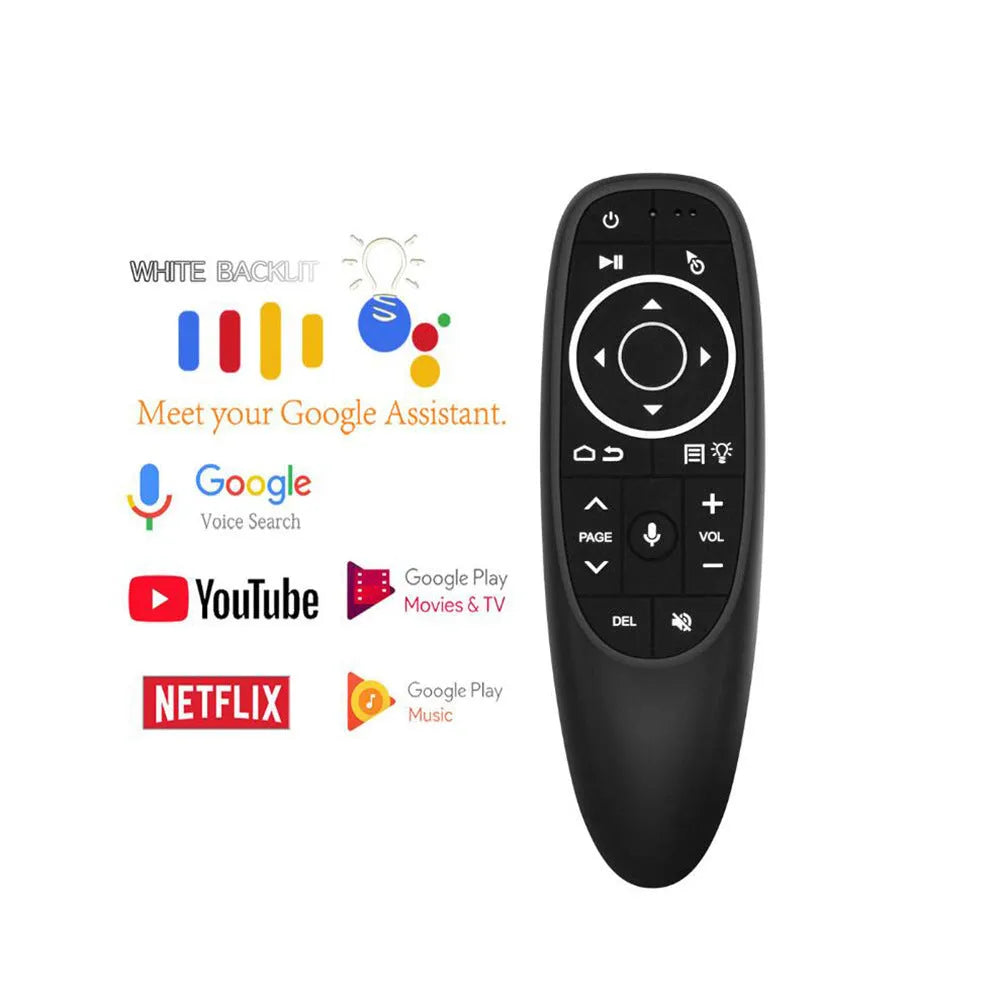 G10 G10S intelligent voice remote control with air mouse function showing silicone buttons on plastic shell