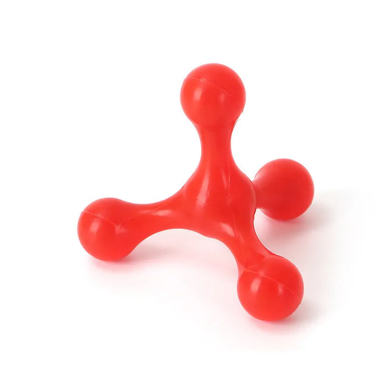Silicone three-legged puppy chew toy in assorted colours for teething relief
