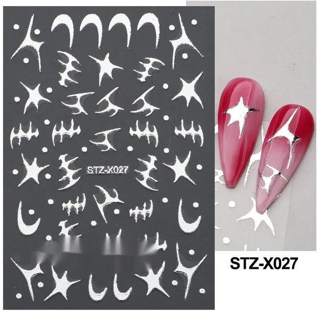 Black and silver stripe nail art stickers for French manicure designs in plastic material