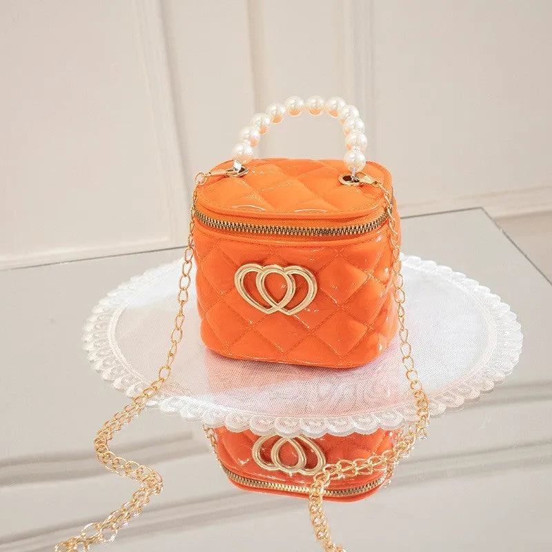 Women's PVC bucket gel bag with heart pattern in various colours