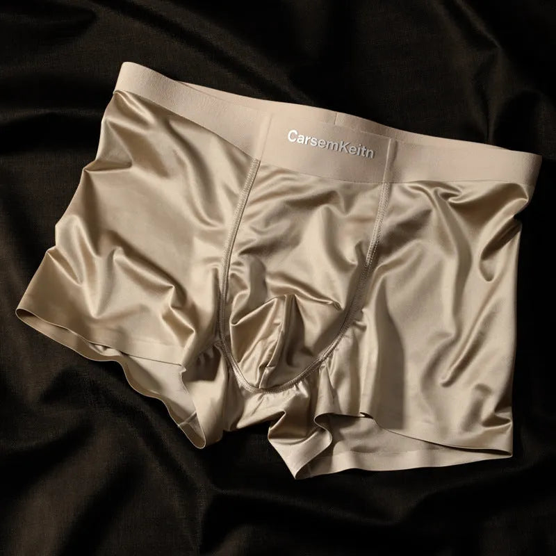 Men's colourblock Ice Silk seamless underwear in Moonlight Blue colour.